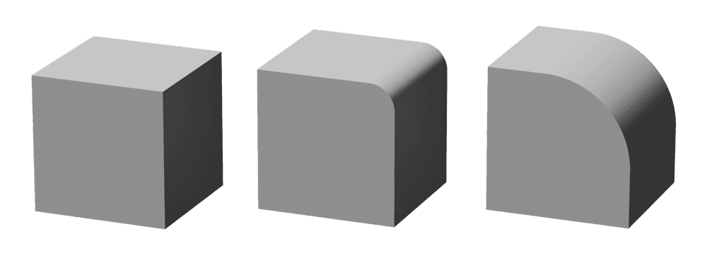 Illustration showing hard, soft, and lost edges